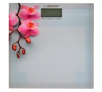 Elektroniskie vannas svari 180 kg 100 g precizitДЃte LCD displejs rЕ«dД«ta stikla platforma ar ziedu dizainu balti EBS010 Esperanza (EBS010)