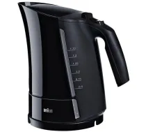 Braun elektriskā tējkanna WK300 BLACK, 1.6L, 2200W, melna, plastmasa, 360° rotācijas pamatne, automātiskā izslēgšanās (WK300 BLACK)