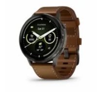 Garmin Venu 4 45mm Slate Black with Brown Leather Band 010-03014-03 viedpulkstenis