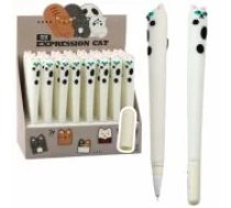 LEAN Cat Gel Pen Blue Ink Cap Patches White 16.5cm