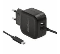 Qoltec Charger 17W 5V 3.4A USB + USB typ C Black lādētājs
