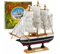 LEAN Toys Collectible Model Decorative Sailing Ship Black and White 21x21cm