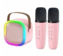 Riff K12 Portable BT karaoke system with 2 Wireless mics Pink Bezvadu skaļrunis