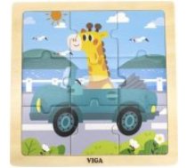 Viga Viga Toys VIGA Handy Wooden Puzzle Giraffe in a Car 9 Elements Puzle