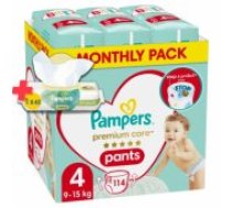 Pampers Premium Care Pants Size 4, 114 Pants, 9-15kg Autiņbiksītes
