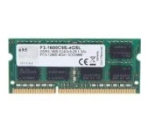 G.skill Standard 4GB DDR3 1600MHz SO-DIMM F3-1600C9S-4GSL operatīvā atmiņa
