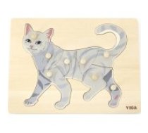 Viga Viga Toys VIGA Drewniane Puzzle Montessori Kot z Pinezkami Puzle
