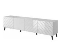 Cama MEBLE ABETO 200x42x52 White/ Glossy White Mēbeles