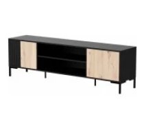 Cama MEBLE MERCI 180x40x53.5cm Black/ Oak Artisan Mēbeles