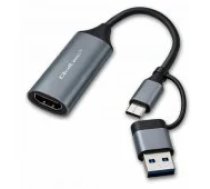 Qoltec Adapter USB C/ USB A/ HDMI 4K 30Hz Grey aksesuārs