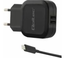 Qoltec Charger 17W 5V 3.4A 2xUSB + USB-C lādētājs