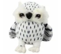 LEAN Toys Plush Little Owl Mascot Cuddly Toy White Black Spots 15cm Mīkstā rotaļlieta