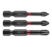 Graphite Graphite Screwdriver bit Impact bits PH1/ 2/ 3x50 mm 3 pcs. Aksesuārs