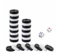 Tomaz Sport Plastic Checkers and Dice Set Black/ White Šahs