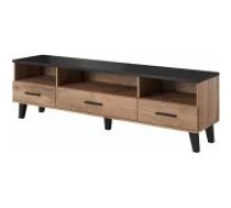 Cama MEBLE LOTTA 180x40x53 Wotan Oak + Matt Black Mēbeles
