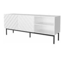 Cama MEBLE ABETO Black Steel Frame 150x42x60cm White/ Gloss White Mēbeles
