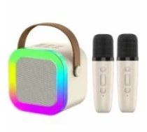 Riff K12 Portable BT karaoke system with 2 Wireless mics White Bezvadu skaļrunis