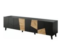 Cama MEBLE ETNA 200x42x52 Black Matt + Oak Craft Mēbeles