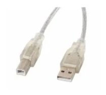 Lanberg Cable USB 2.0 AM-BM 1.8m transparent aksesuārs