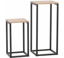 Evelekt HANNES Set 2pcs 26x26xH60cm / 22x22xH40cm Rustic / Black Melamine Kafijas galdiņš