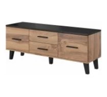 Cama MEBLE LOTTA 140x40x53 Wotan Oak + Matt Black Mēbeles