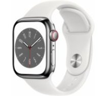 Apple Watch Series 8 Cellular 41mm Silver Stainless Steel/ White Sport viedpulkstenis