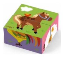 Viga Viga Drewniana układanka Farma Puzzle Viga Toys 4 klocki Puzle