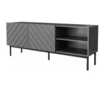 Cama MEBLE ABETO Black Steel Frame 150x42x60cm Graphite/ Glossy Graphite Mēbeles