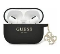 Guess Liquid Silicone Glitter Triangle Charm Case for AirPods Pro 2 Black Aksesuārs austiņām