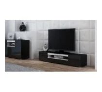 Cama MEBLE VIVA 180x40x37 Black/ Black Gloss + White Mēbeles