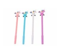 LEAN Toys Unicorn Ballpoint Pen Black Cap Refill Mix White Pink 0.5mm