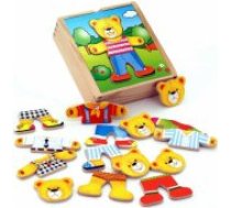 Viga Viga Viga Drewniane Puzzle Układanka Edukacyjna Ubierz Misia Chłopca Puzle