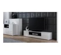 Cama MEBLE VIVA 180x40x37 White/ White Gloss + Black Mēbeles