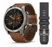 Garmin Fenix 8 Amoled Titanium with Chestnut Leather Band 51mm 010-02905-40 viedpulkstenis