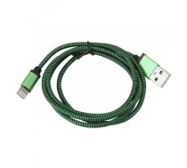 Kabelis PLATINET USB LIGHTNING FABRIC BRAIDED CABLE 1M GREEN PUCFBIP1G