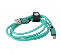 Kabelis PLATINET MICRO USB TO USB LEATHER CABLE 1M 2,4A GREEN PUCL1G