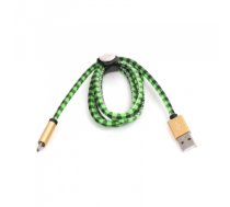 Kabelis PLATINET MICRO USB TO USB LEATHER CHECKED CABLE 1M GREEN PUCLC1G