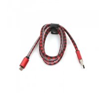 Kabelis PLATINET MICRO USB TO USB LEATHER CHECKED CABLE 1M RED PUCLC1R