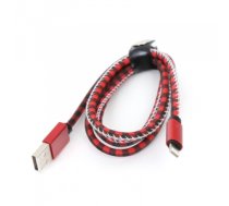 Kabelis PLATINET USB LIGHTNING LEATHER CHECKED CABLE 1M RED PUCLCIP1R