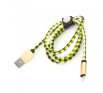 Kabelis PLATINET USB LIGHTNING LEATHER CHECKED CABLE 1M YELLOW PUCLCIP1Y