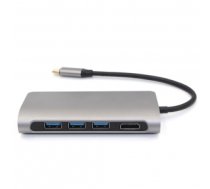 USB hub RoGer USB-C HUB 8in1 ar USB-C PD / USB 3.0 x2 / RJ45 / HDMI / SD / TF karšu lasītājs