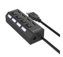 USB hub RoGer USB Hubs - Sadalītājs 4 x USB 2.0 ar atsevišķam Ieslēgšanas / Izslēgšanas pogām