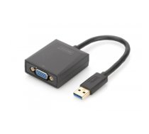 Kabelis Adapter graphic USB 3.0 to VGA FHD on USB 3.0, aluminum, black