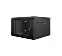 Korpuss Lanberg wall-mounted installation rack cabinet 19'' 6U 600x600mm black (glass door)