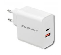 Tīkla lādētājs Qoltec 51715 Charger| 63W | 5-20V | 1.5-3A | USB type C PD | USB QC 3.0 | White