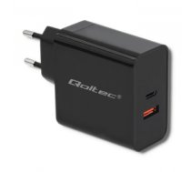 Tīkla lādētājs Qoltec 51716 Charger | 63W | 5-20V | 1.5-3A | USB type C PD | USB QC 3.0 | Black