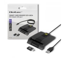Atmiņas karšu lasītājs Qoltec 50634 Intelligent Smart ID chip card reader SCR-0634 | USB Type C