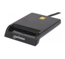 Atmiņas karšu lasītājs Manhattan USB-A Contact Smart Card Reader, 12 Mbps, Friction type compatible, External, Windows or Mac, Cable 105cm, Black, Three Year Warranty, Blister