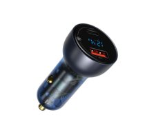 Auto lādētājs Baseus Particular Digital Display car charger with display, USB + USB-C, QC3.0+PD, 5A, 65W (gray)