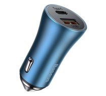 Auto lādētājs Baseus Golden Contactor Pro car charger, USB + USB-C, QC4.0+, PD, SCP, 40W (blue)